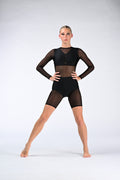 Ladder Leotard with Mesh Cutout