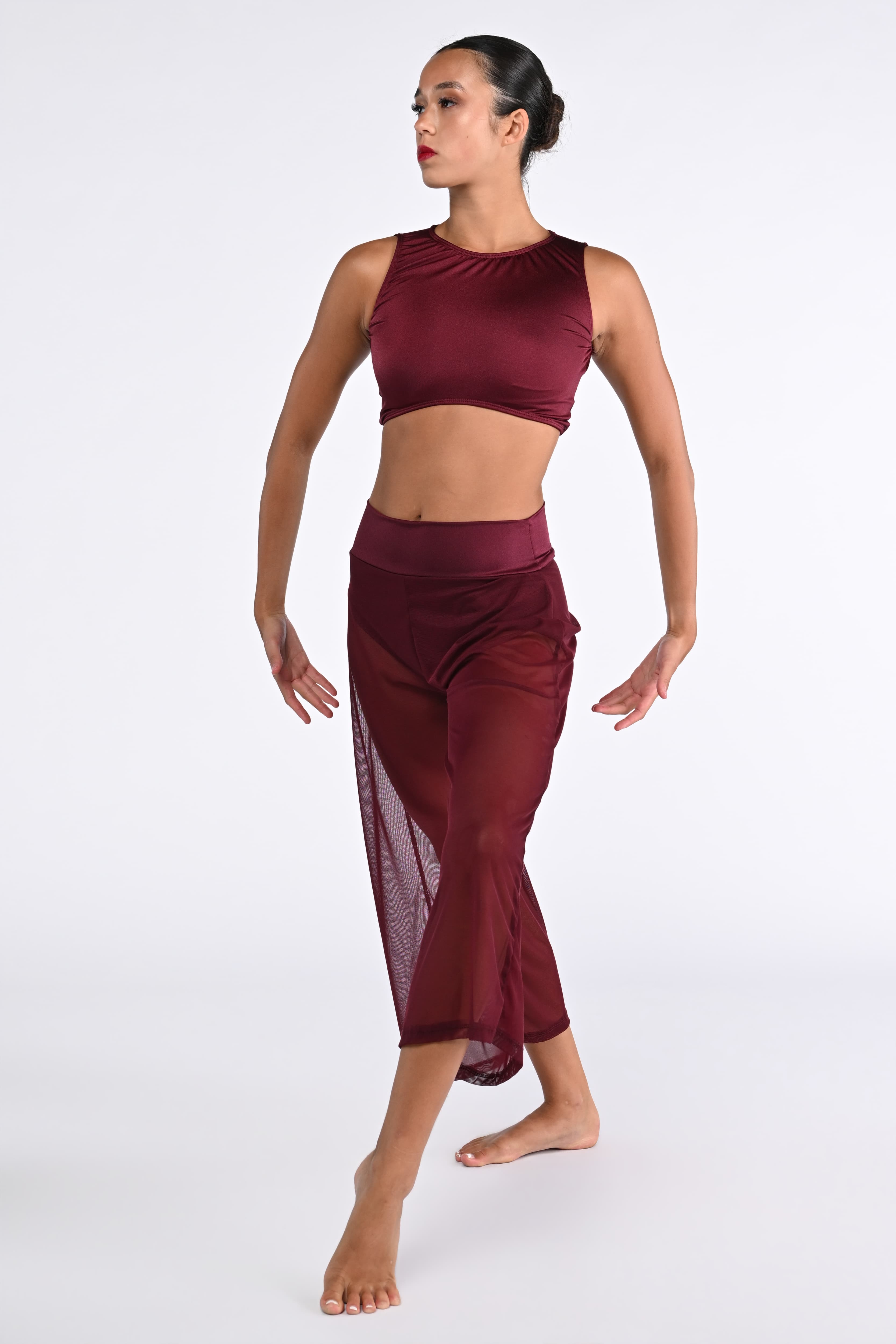 Banded Wide Leg Crop Pant with Attached Brief