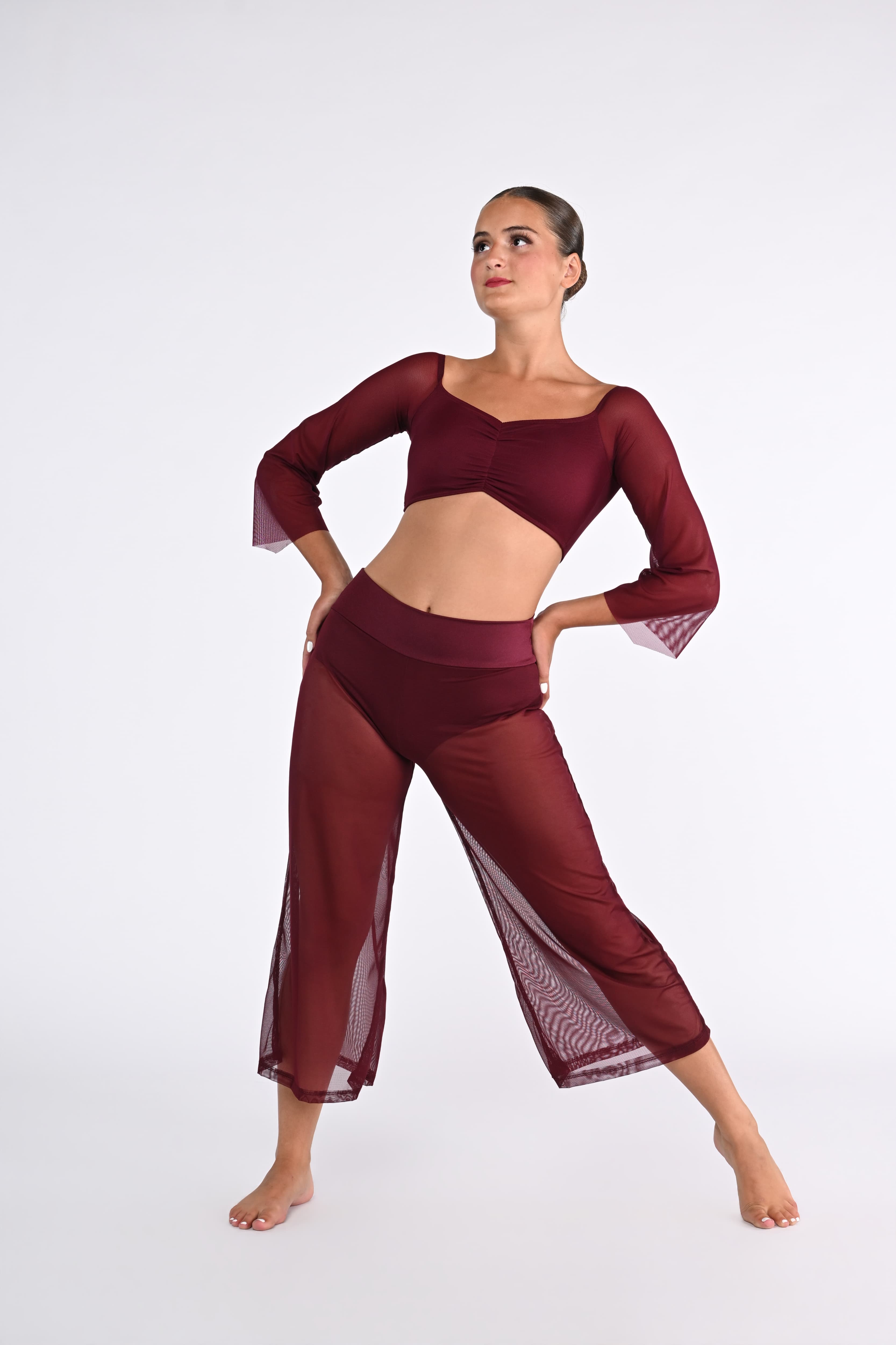 Banded Wide Leg Crop Pant with Attached Brief