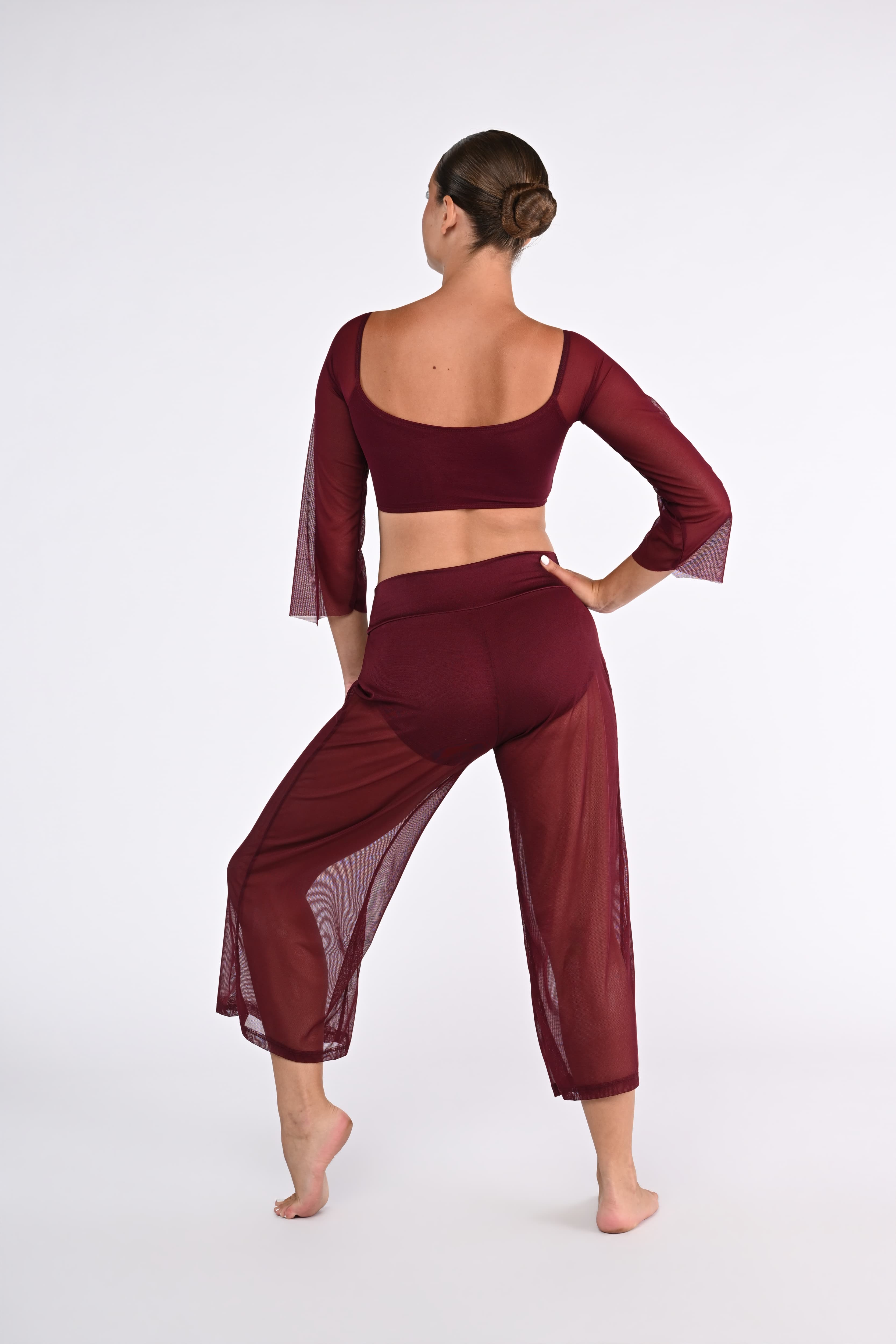Banded Wide Leg Crop Pant with Attached Brief