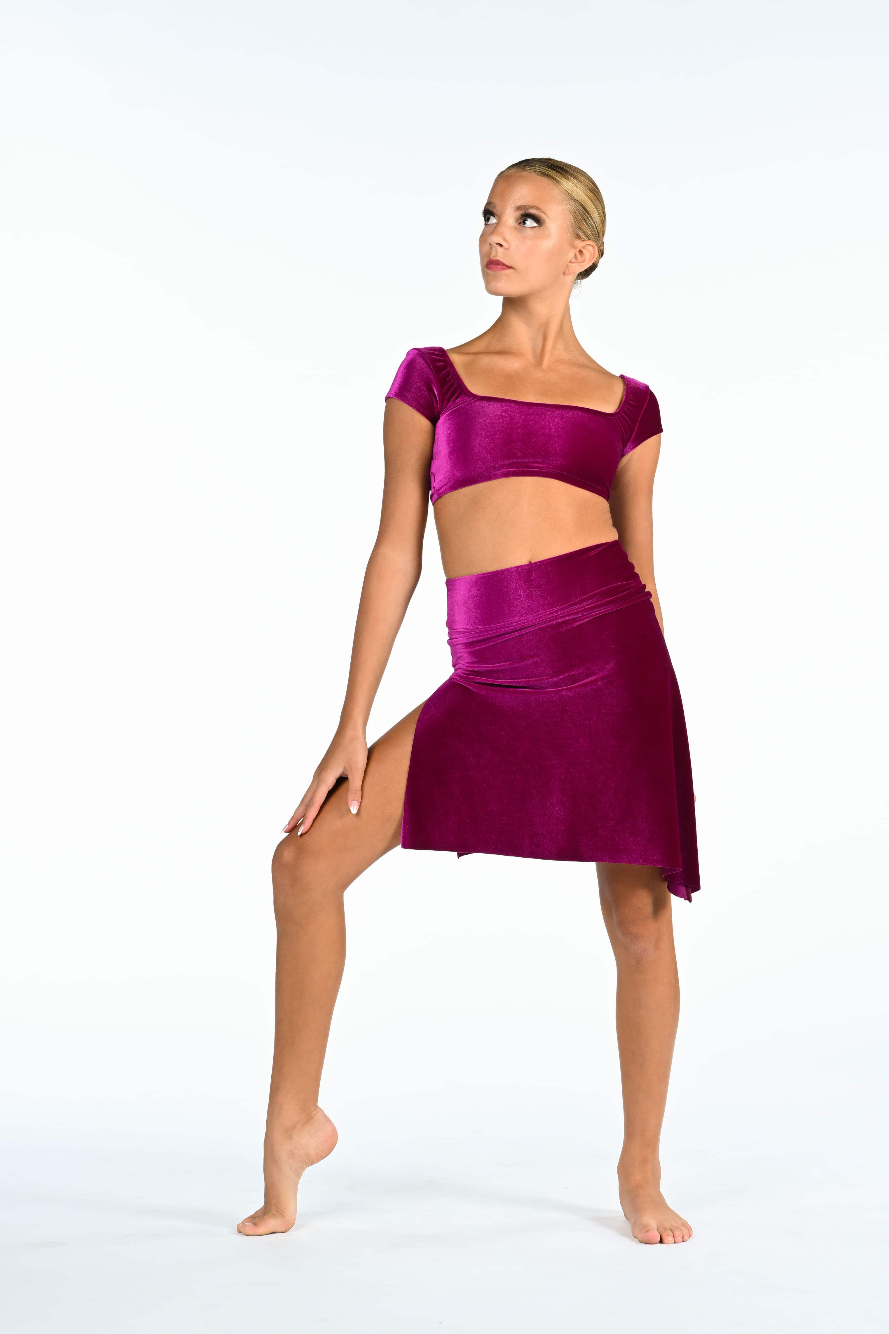 Banded Asymmetrical Skirt with Attached Brief